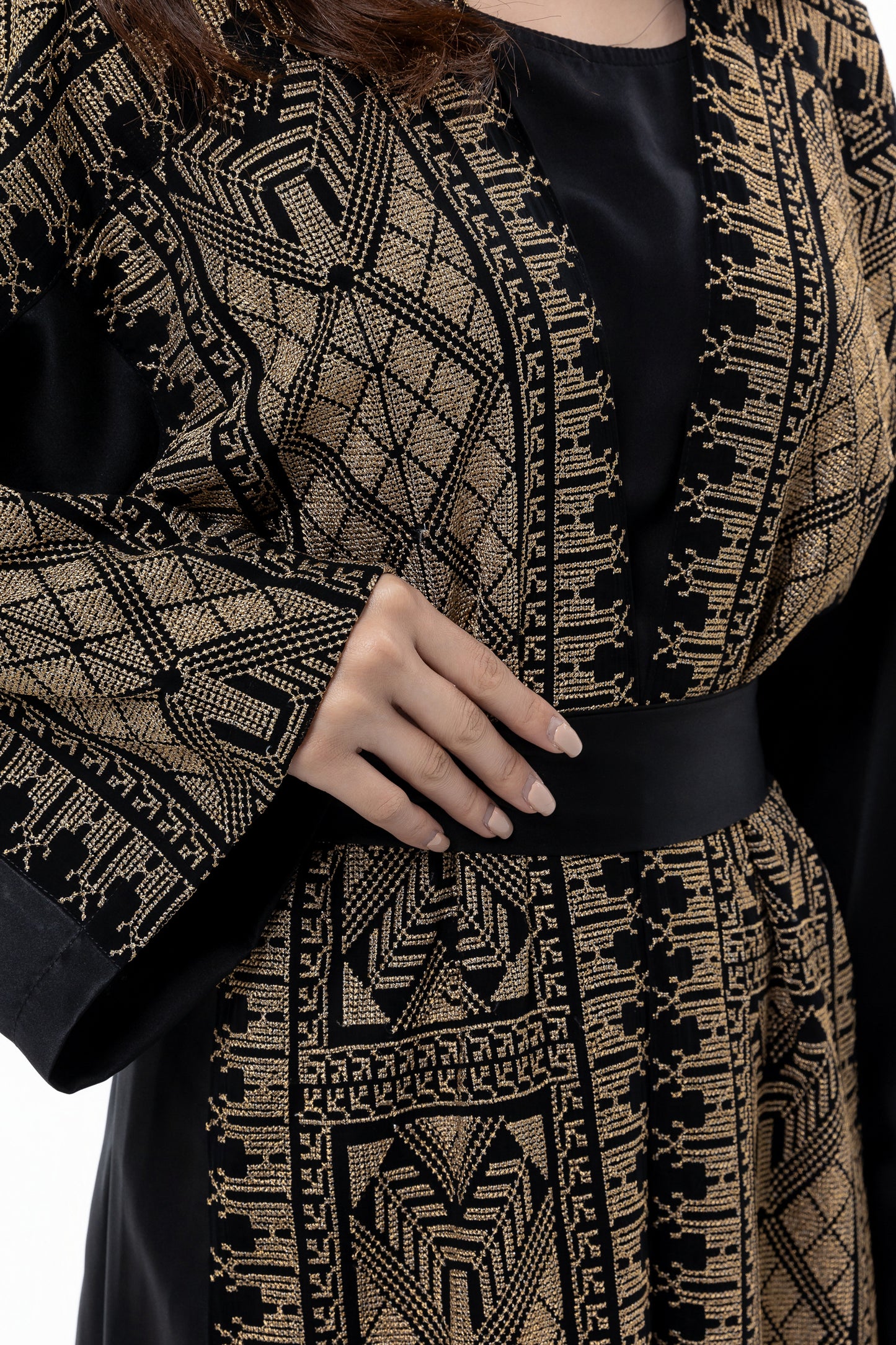 Black Abaya with Gold Tatreez