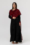 Draped Embroidered Black Dress
