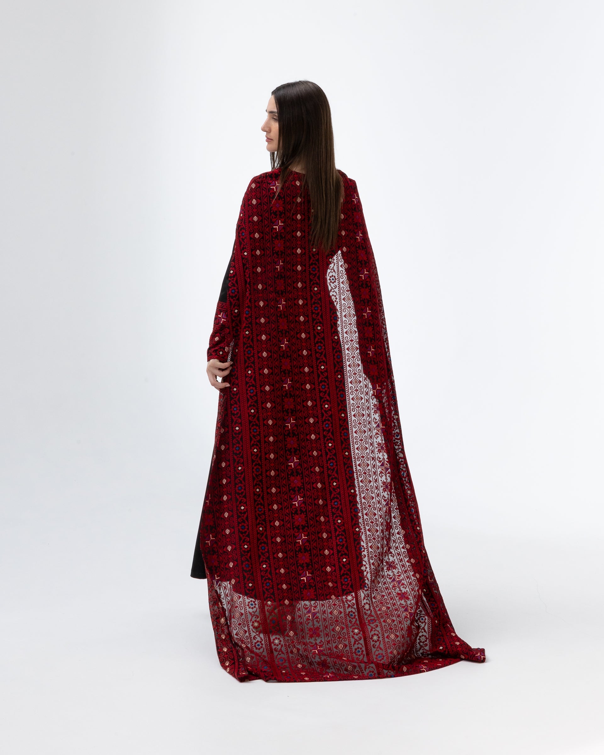 Black Dress with Embroidered Cape