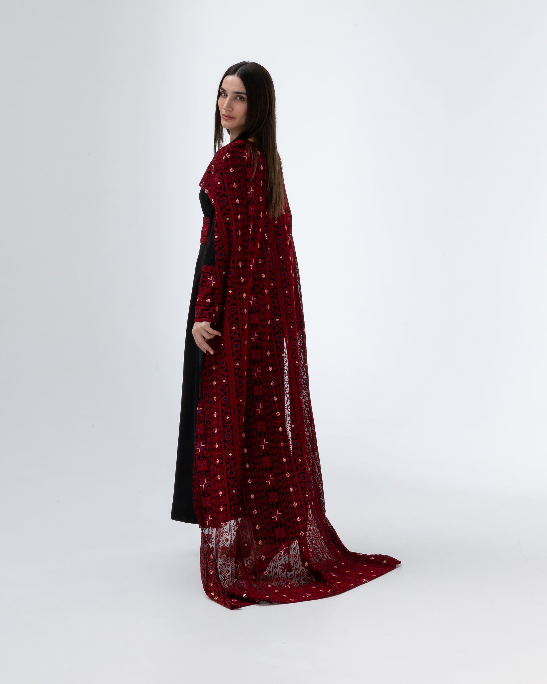 Black Dress with Embroidered Cape