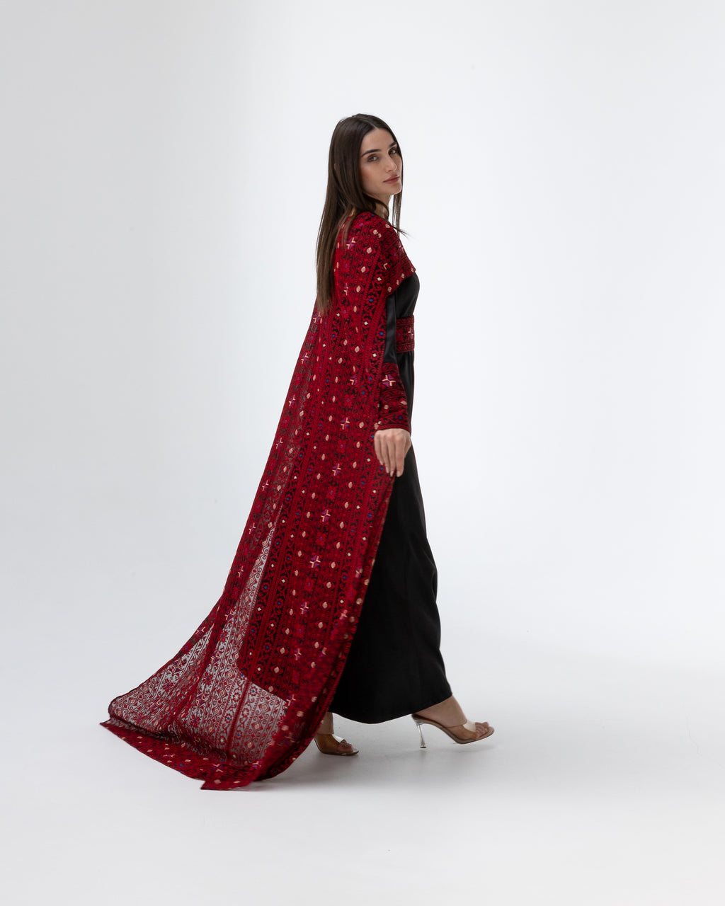 Black Dress with Embroidered Cape