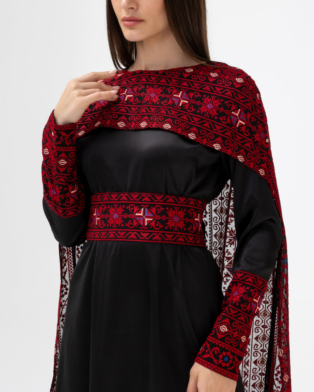 Black Dress with Embroidered Cape
