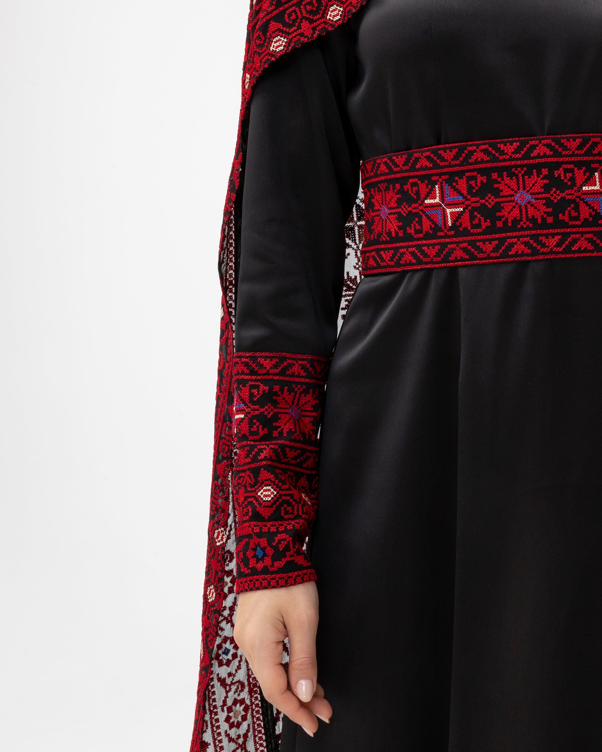 Black Dress with Embroidered Cape