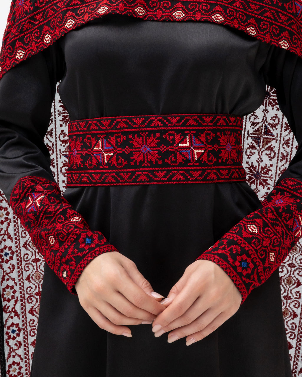 Black Dress with Embroidered Cape