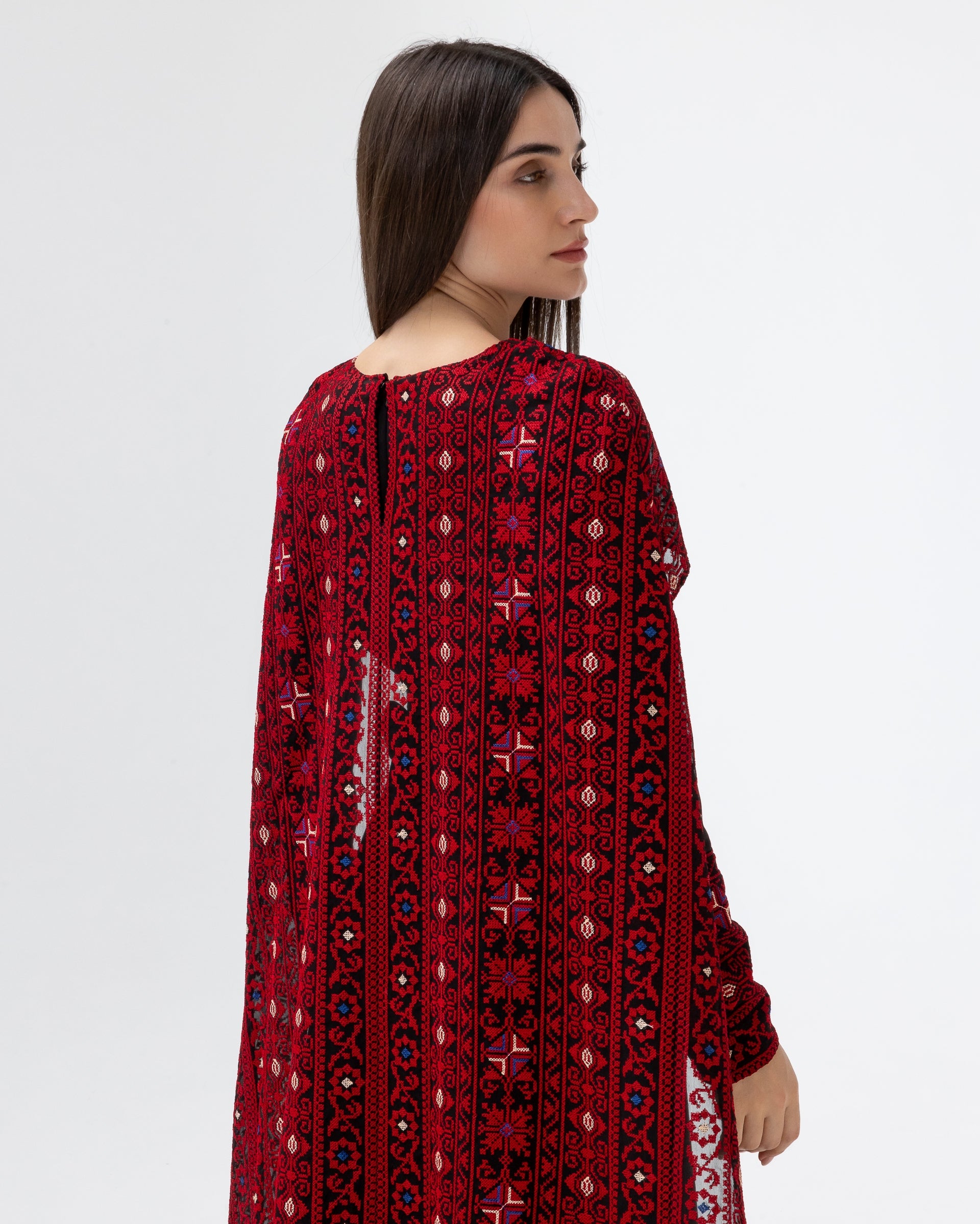 Black Dress with Embroidered Cape