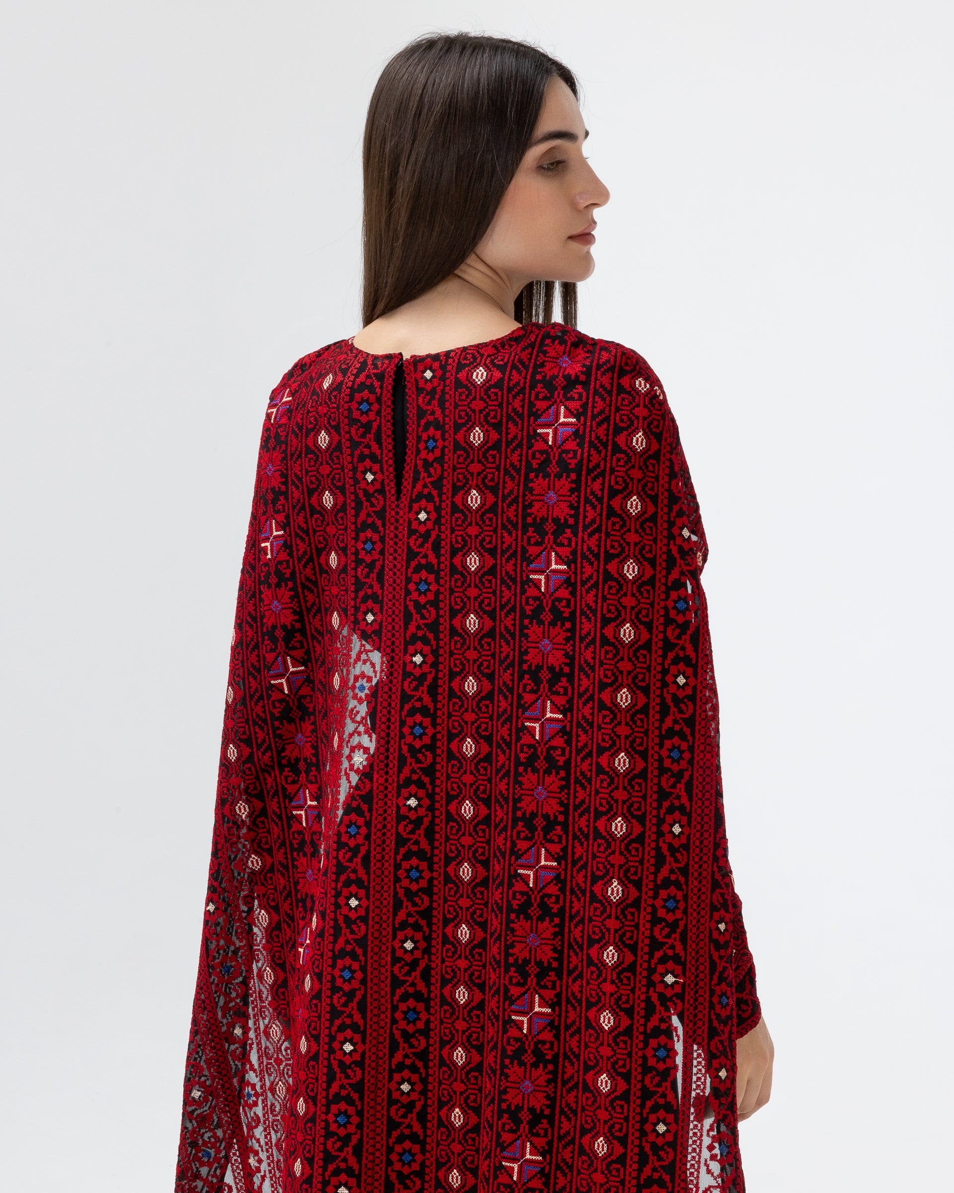 Black Dress with Embroidered Cape