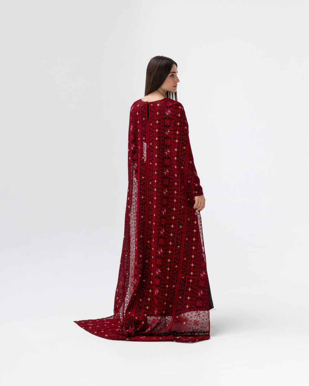 Black Dress with Embroidered Cape