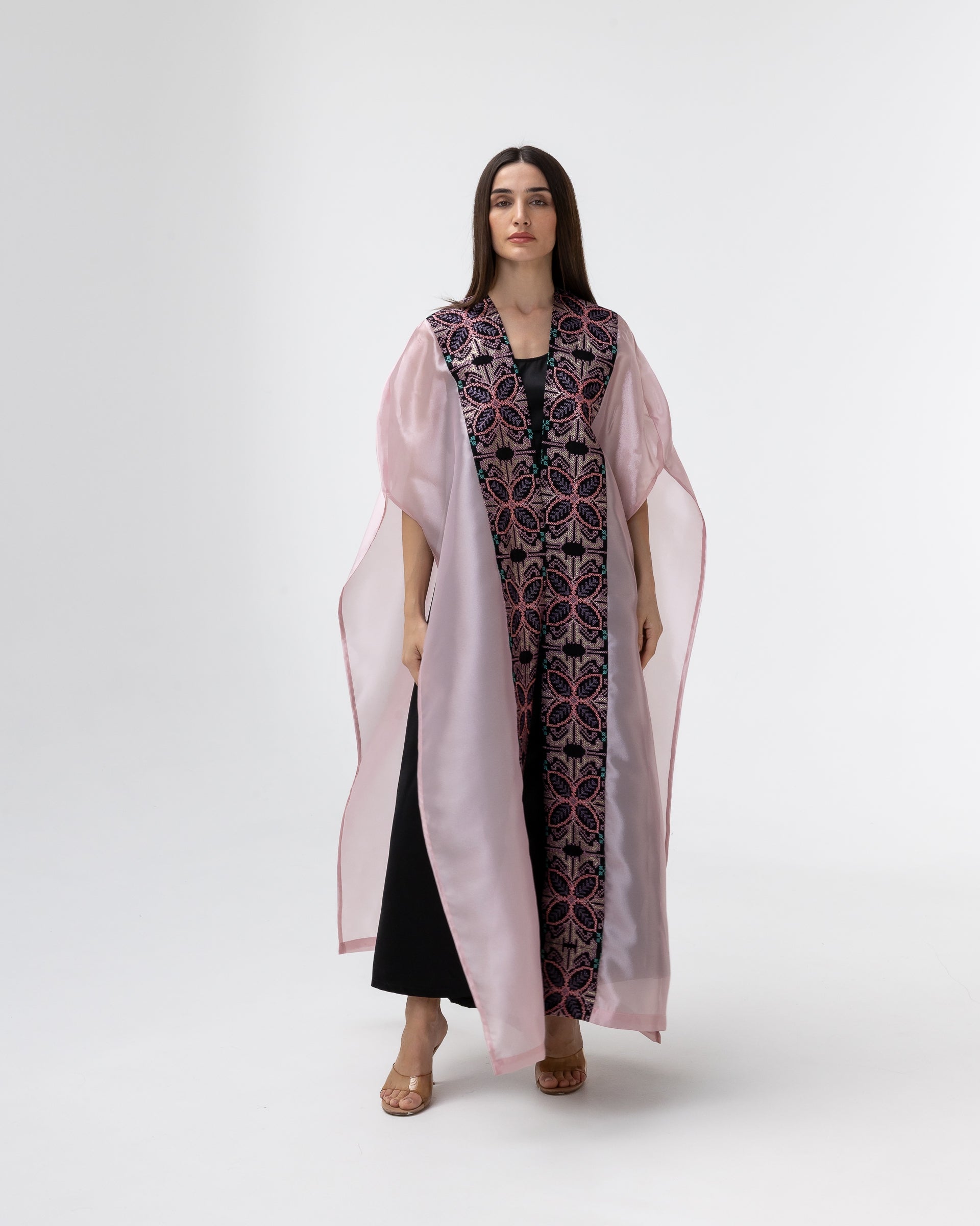 Light Pink Abaya with Embroidery