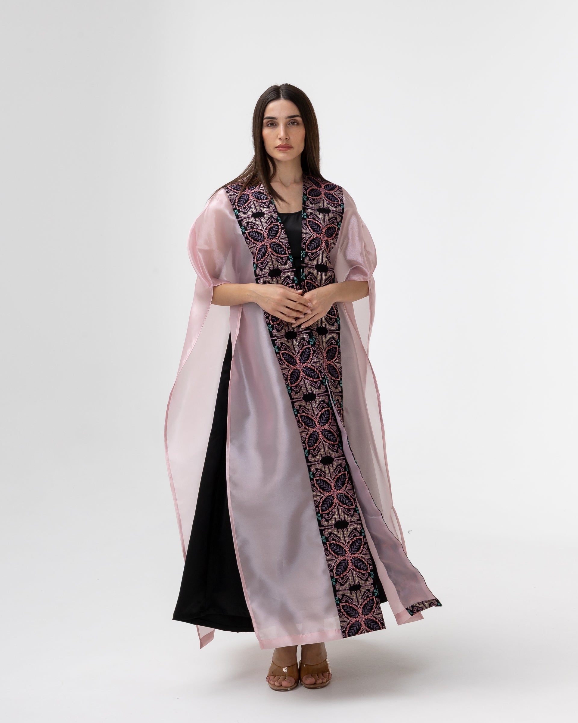 Light Pink Abaya with Embroidery