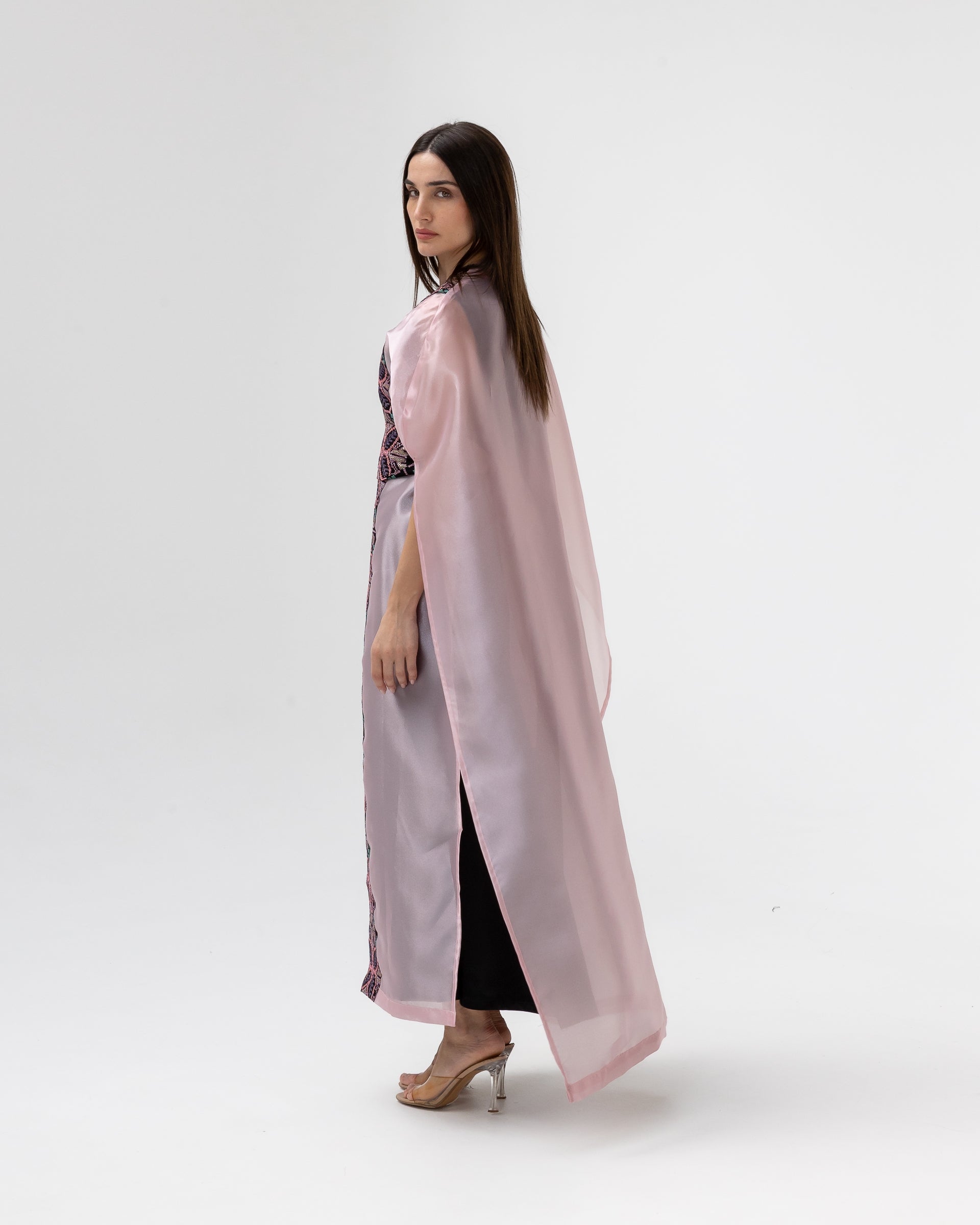 Light Pink Abaya with Embroidery