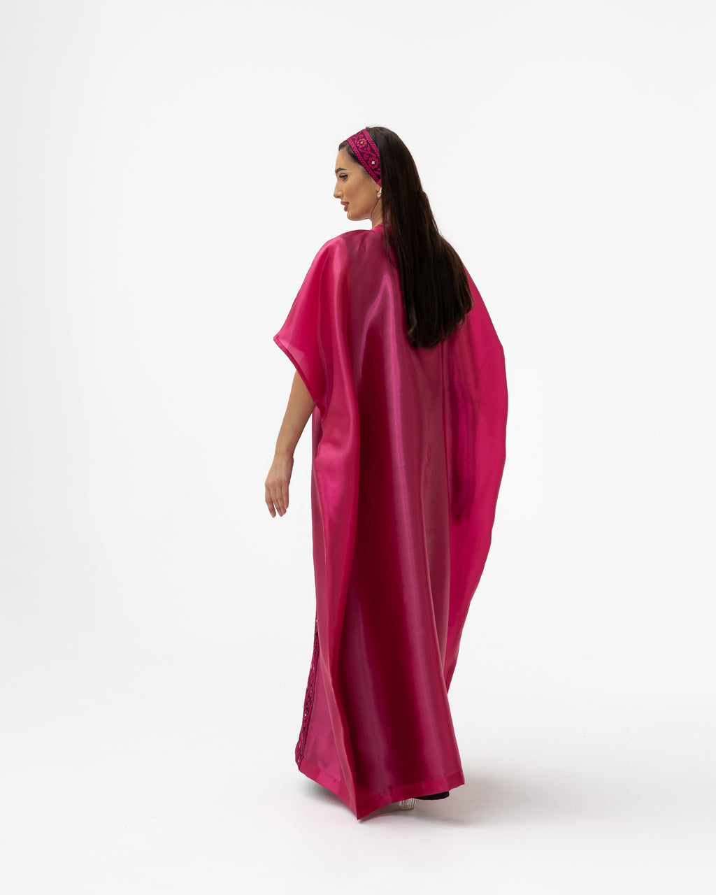Fuchsia Pink Kaftan with Embroidery