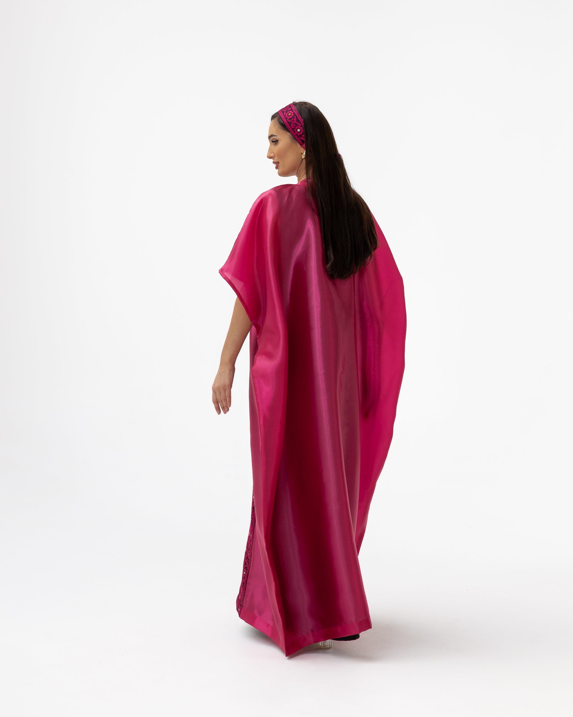 Fuchsia Pink Kaftan with Embroidery