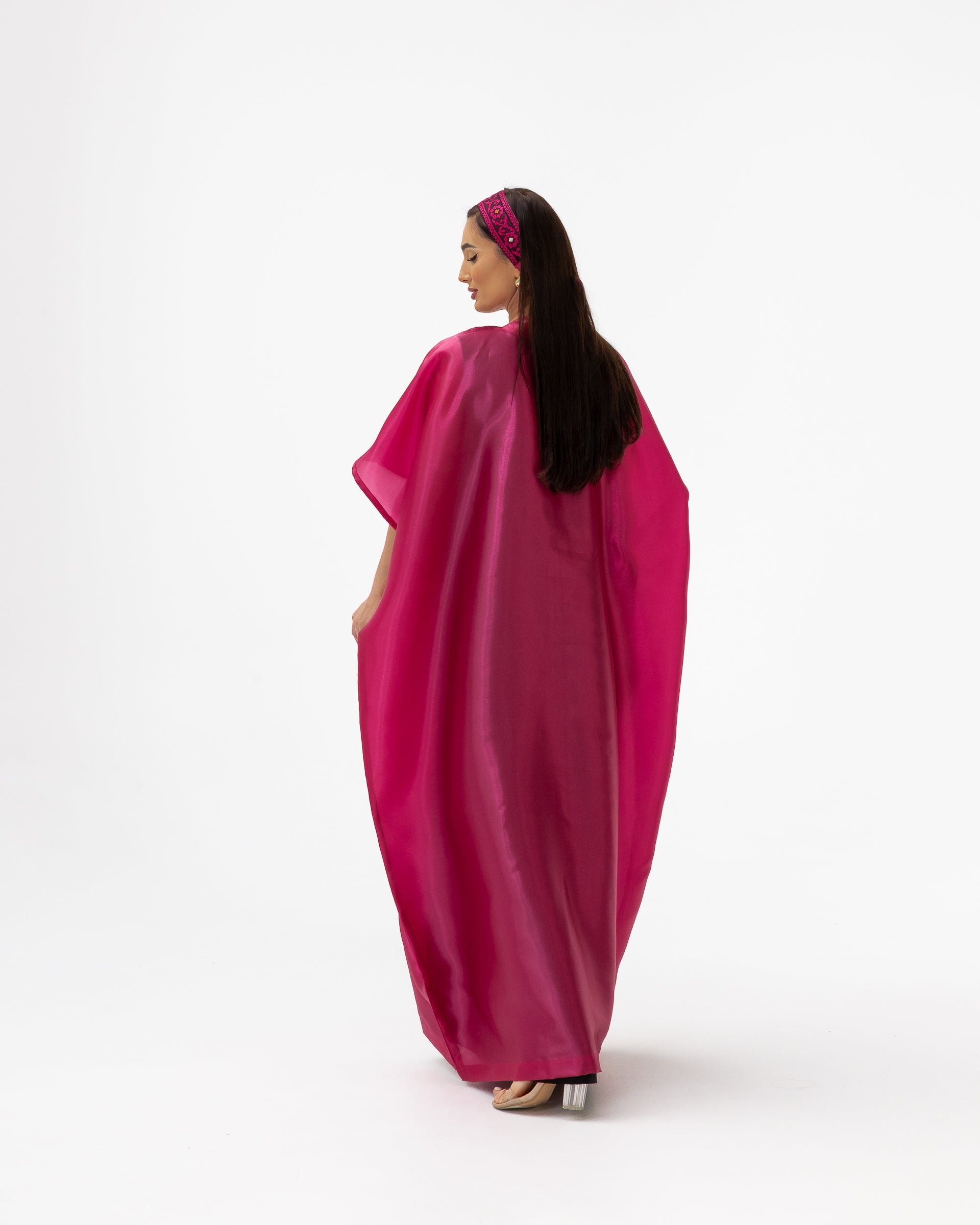 Fuchsia Pink Kaftan with Embroidery