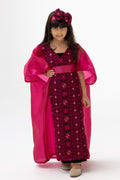 Kids Fuchsia Kaftan with Embroidered Details