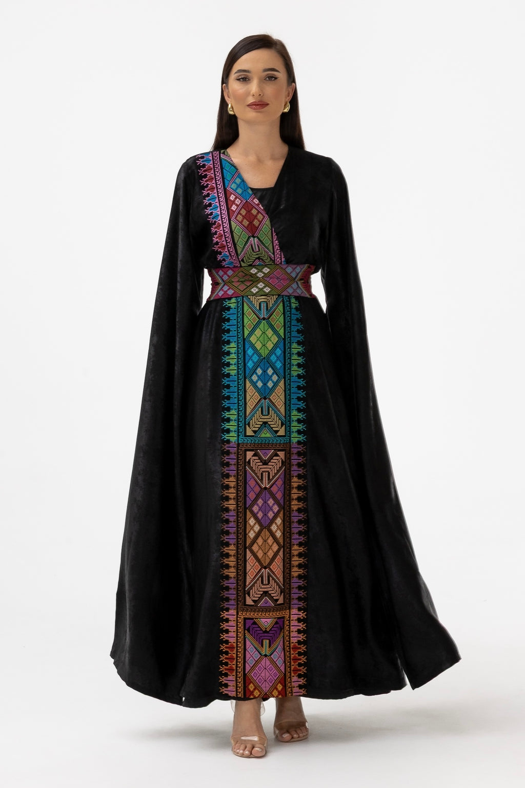 Black Abaya with Multicolor Embroidery