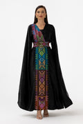 Black Abaya with Multicolor Embroidery