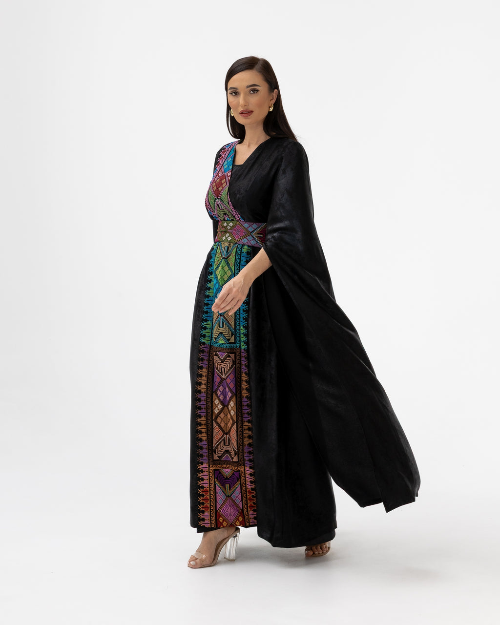 Black Abaya with Multicolor Embroidery