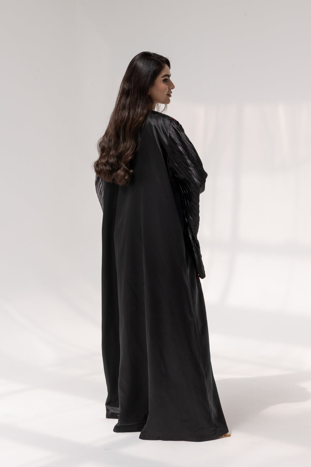 Black Abaya with Red Embroidered Details