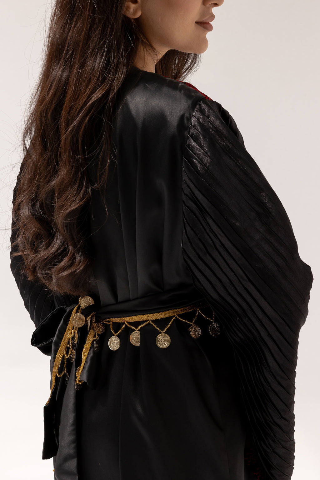 Black Abaya with Red Embroidered Details