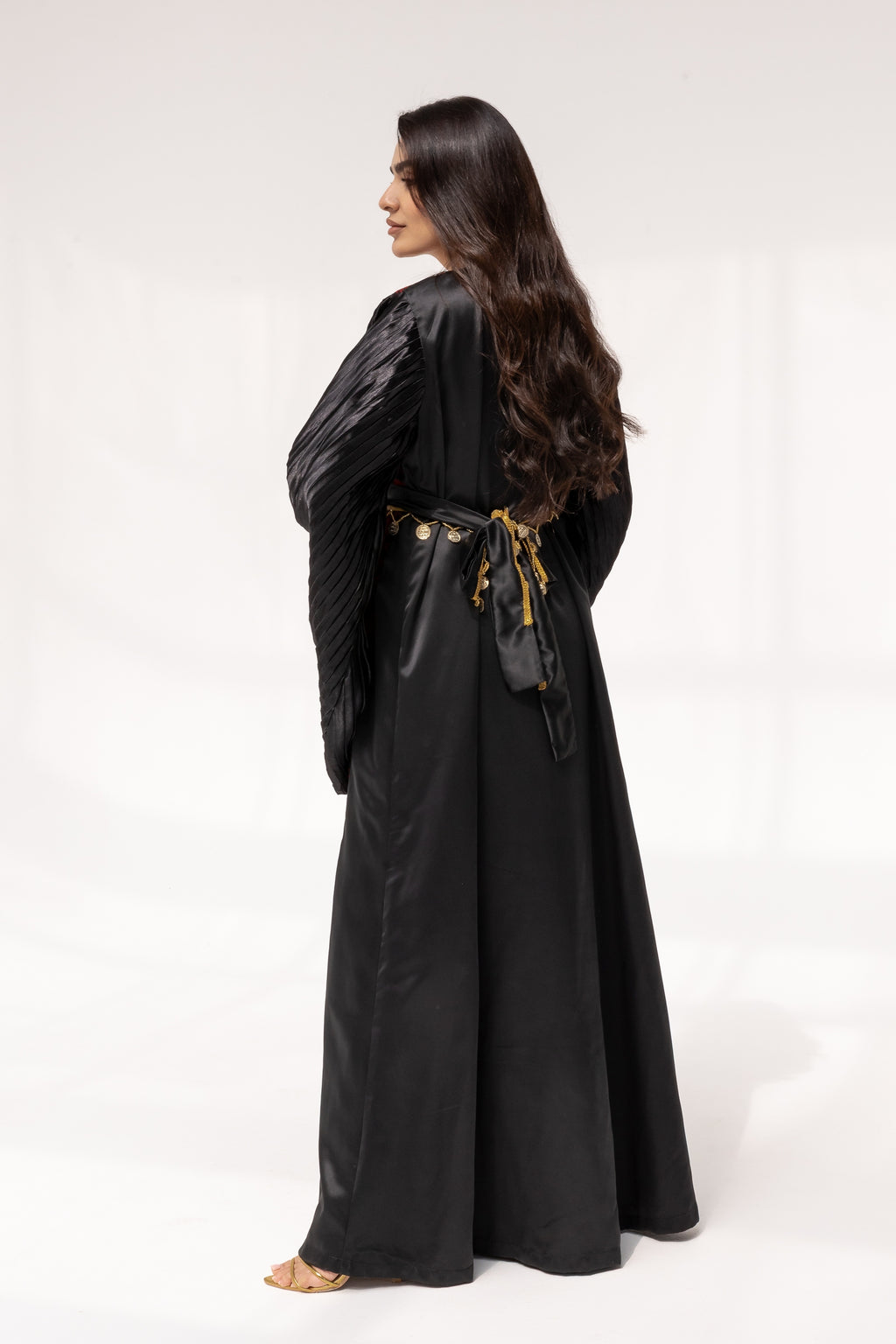 Black Abaya with Red Embroidered Details