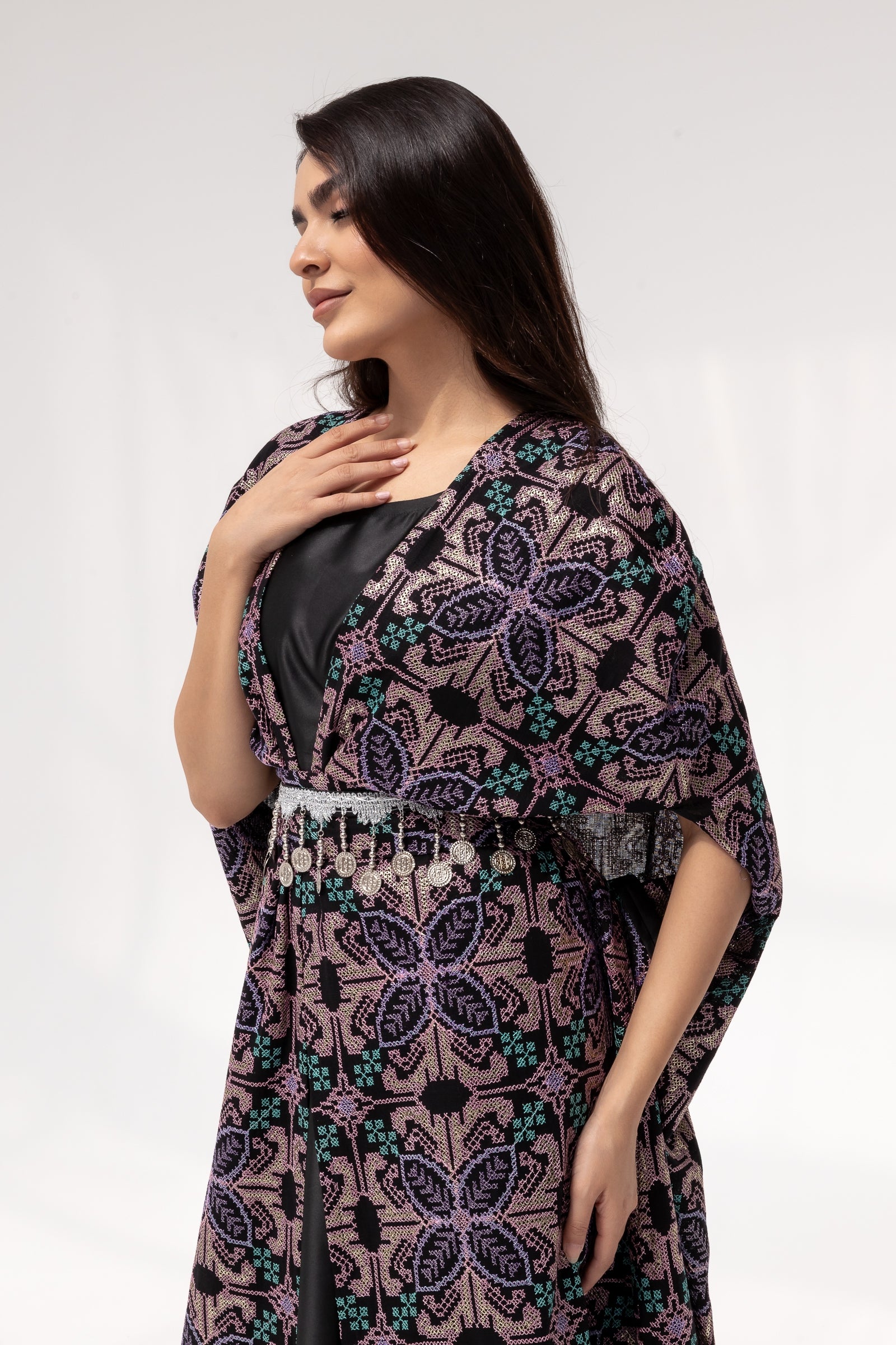 Embroidered Cape with Matching Belt