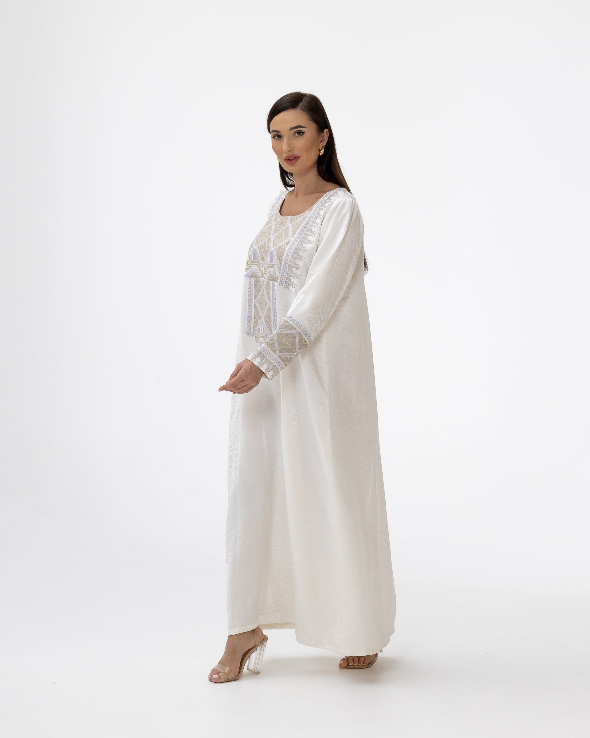Ivory Kaftan with Embroidered Details