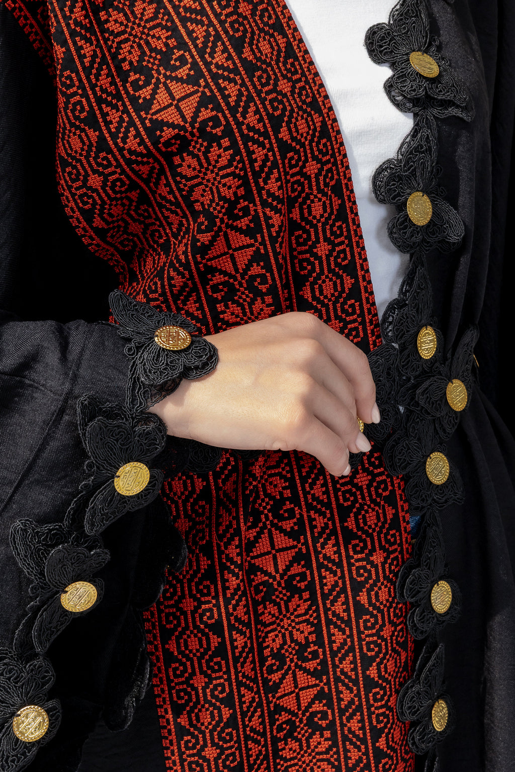 Embroidered Abaya with Butterfly Appliqué