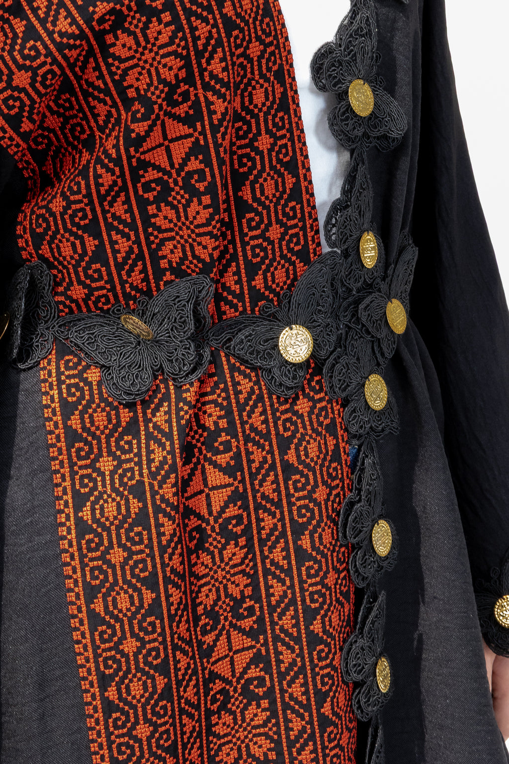 Embroidered Abaya with Butterfly Appliqué