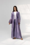 Lilac Satin Abaya with Embroidery