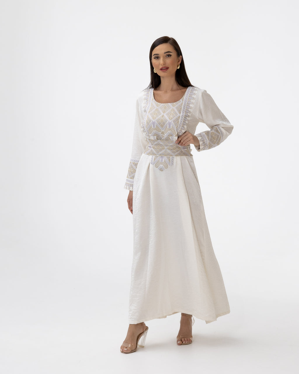 Ivory Kaftan with Embroidered Details
