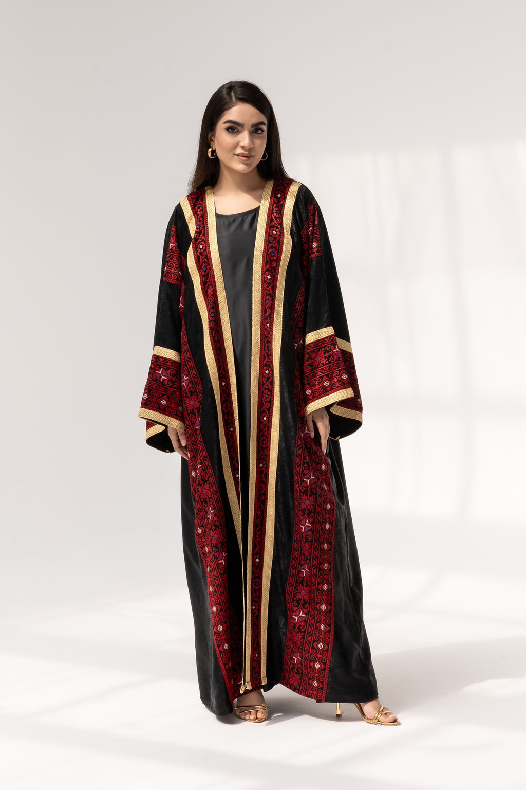 Black Abaya with Red Embroidery