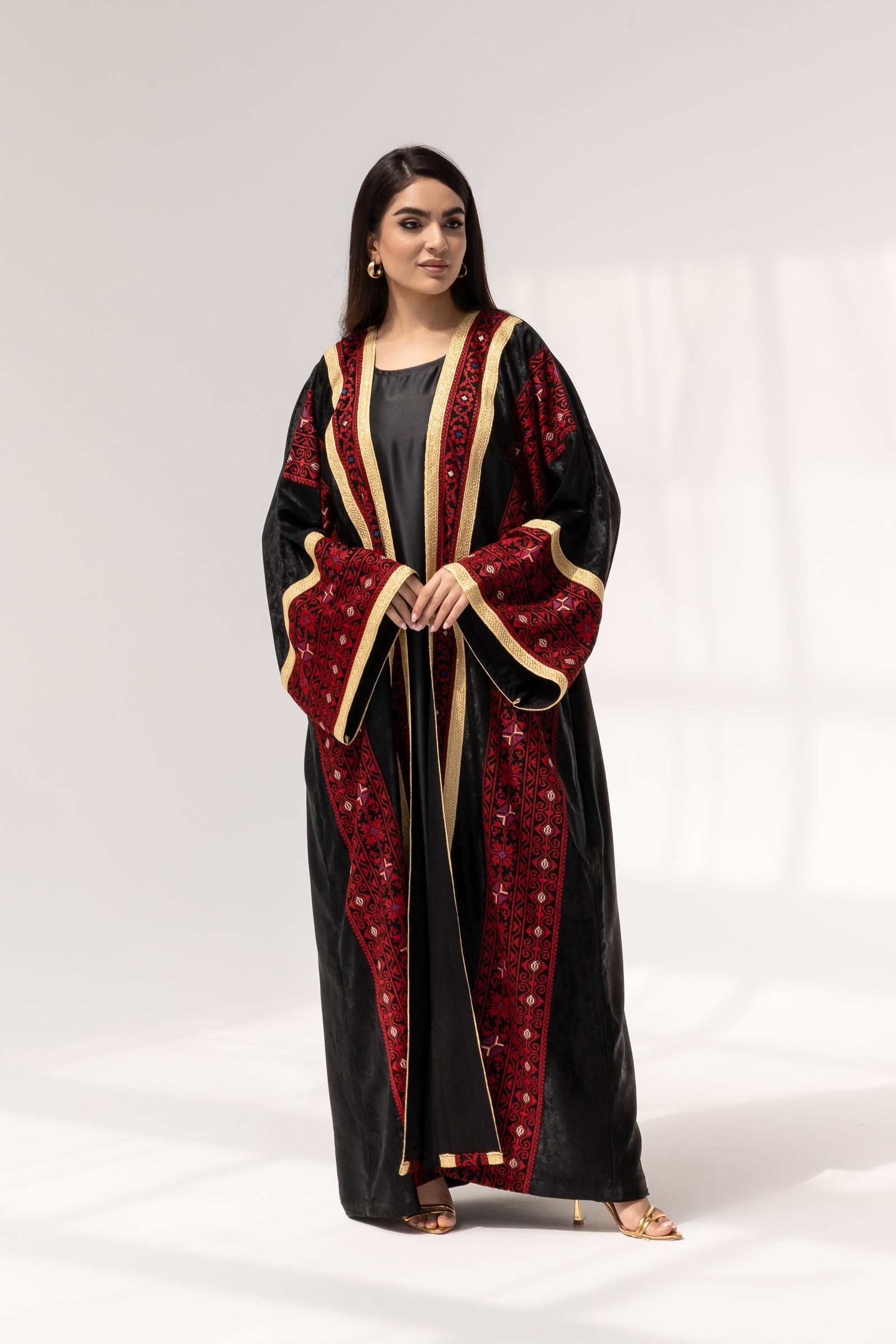Black Abaya with Red Embroidery