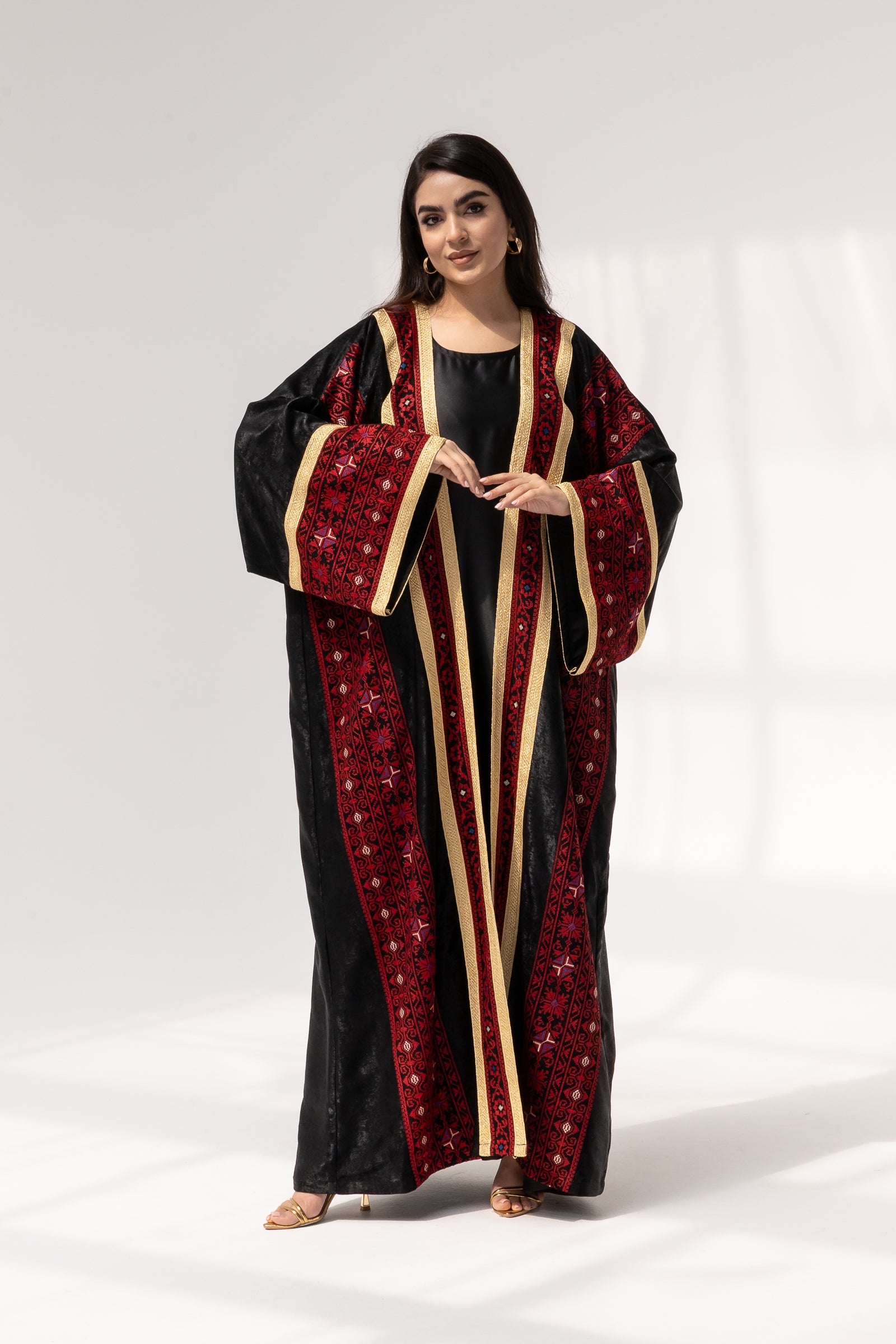Black Abaya with Red Embroidery