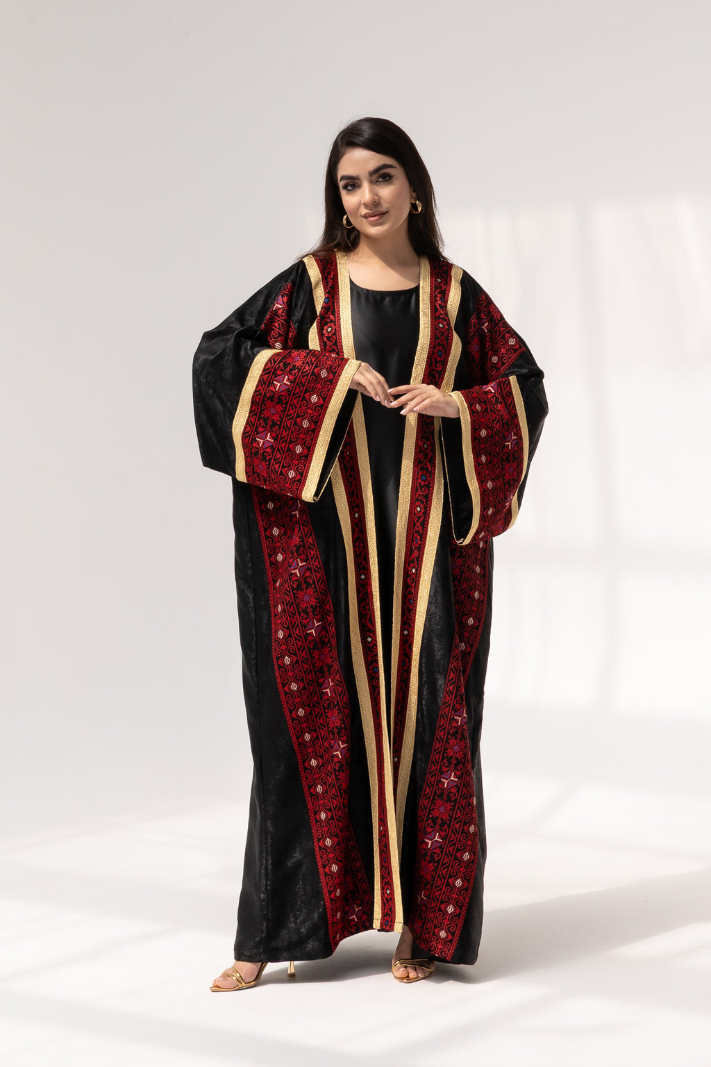 Black Abaya with Red Embroidery