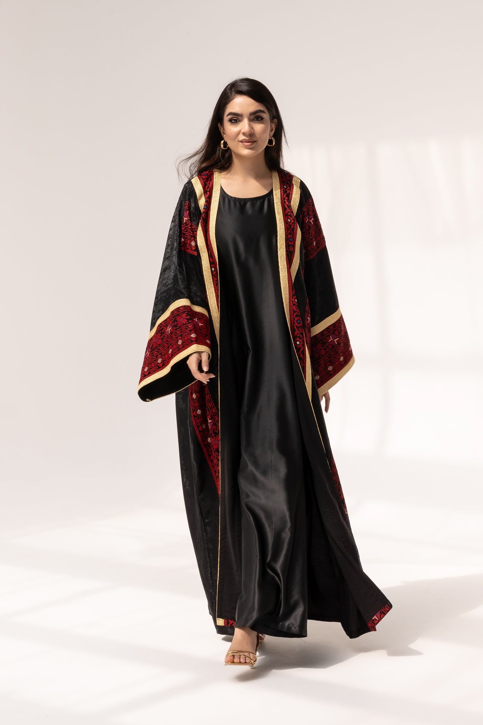 Black Abaya with Red Embroidery