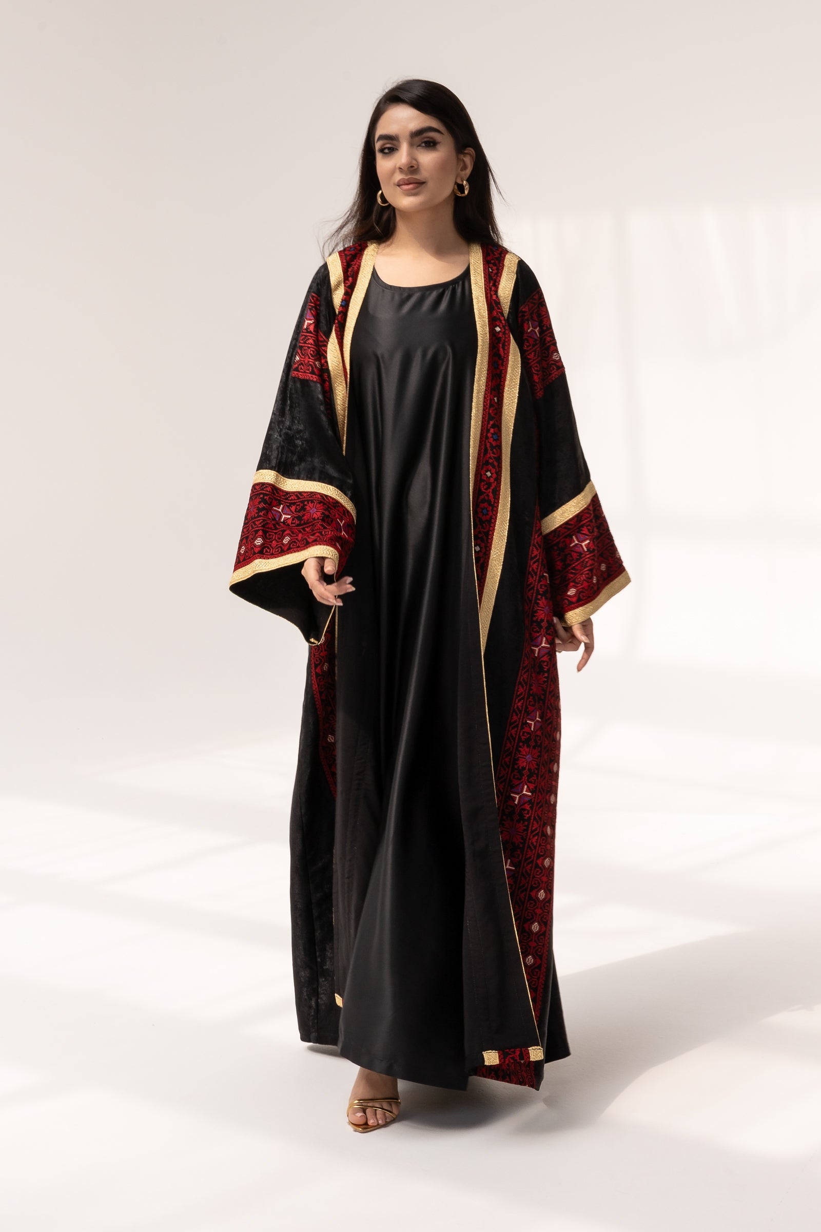 Black Abaya with Red Embroidery