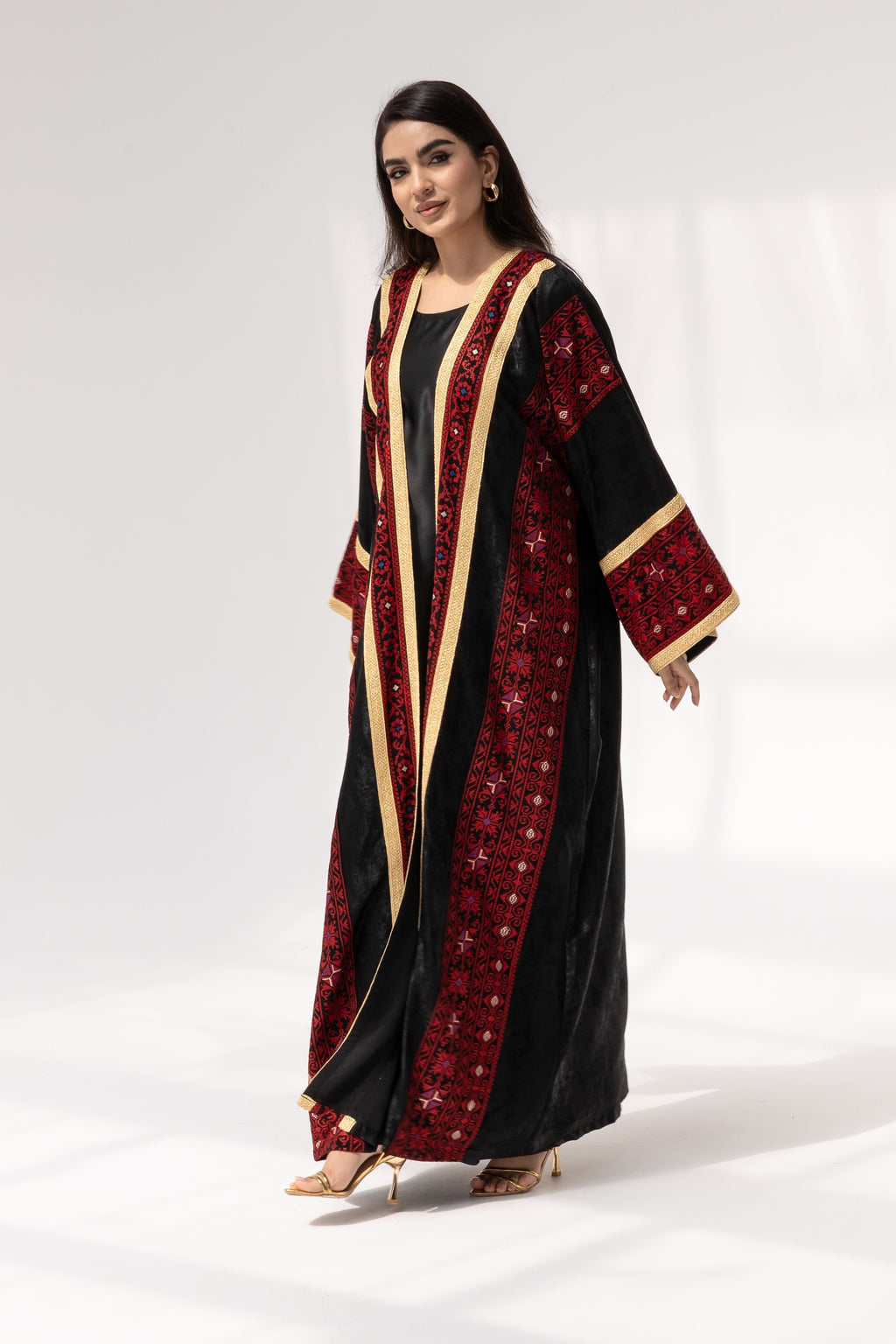 Black Abaya with Red Embroidery