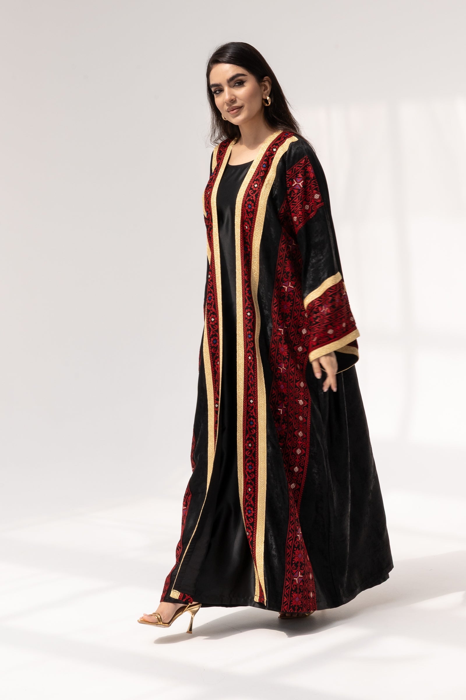 Black Abaya with Red Embroidery