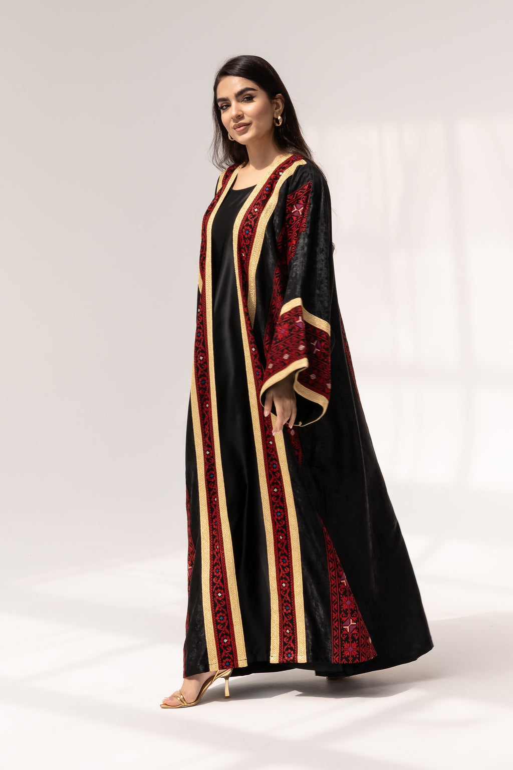 Black Abaya with Red Embroidery
