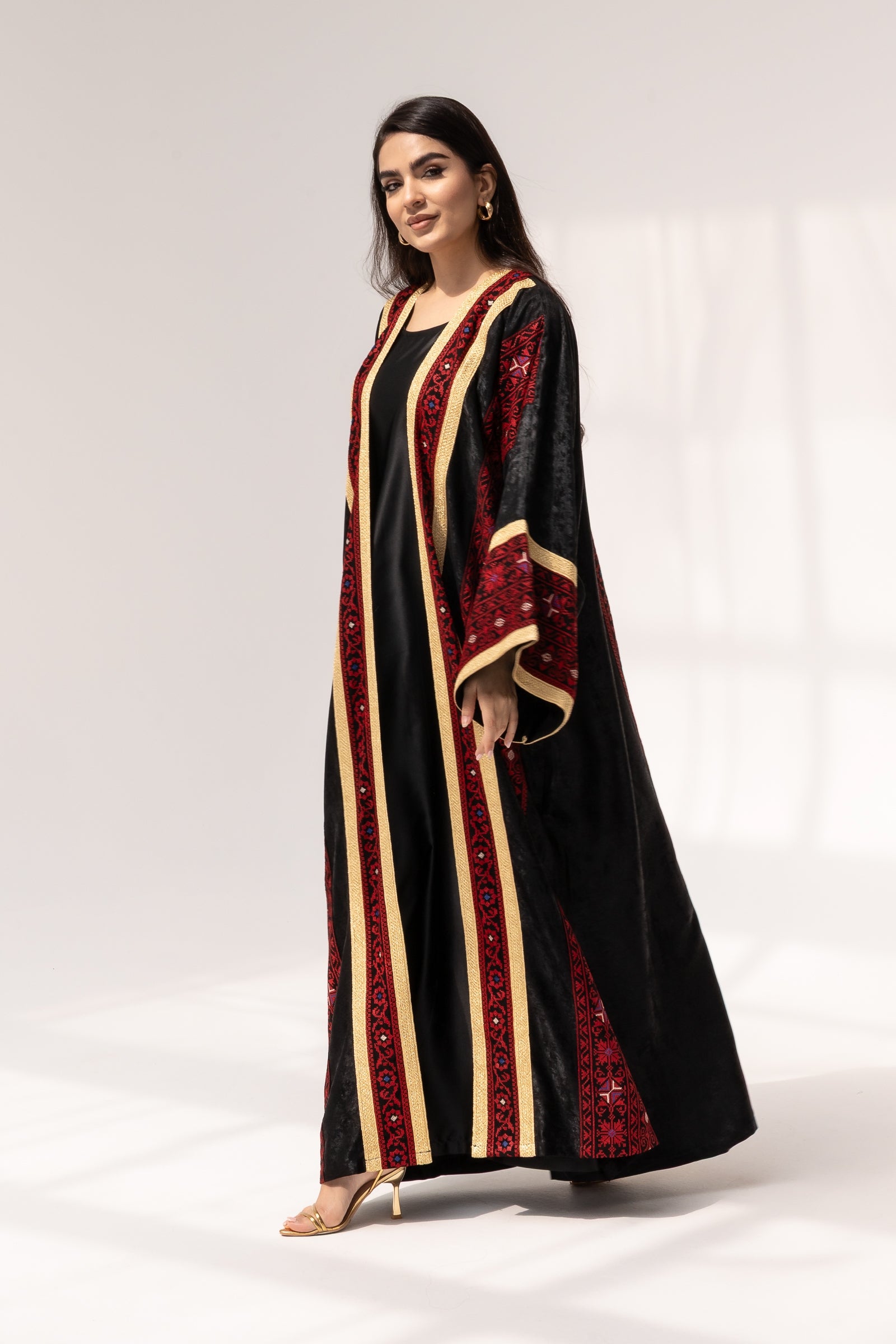 Black Abaya with Red Embroidery