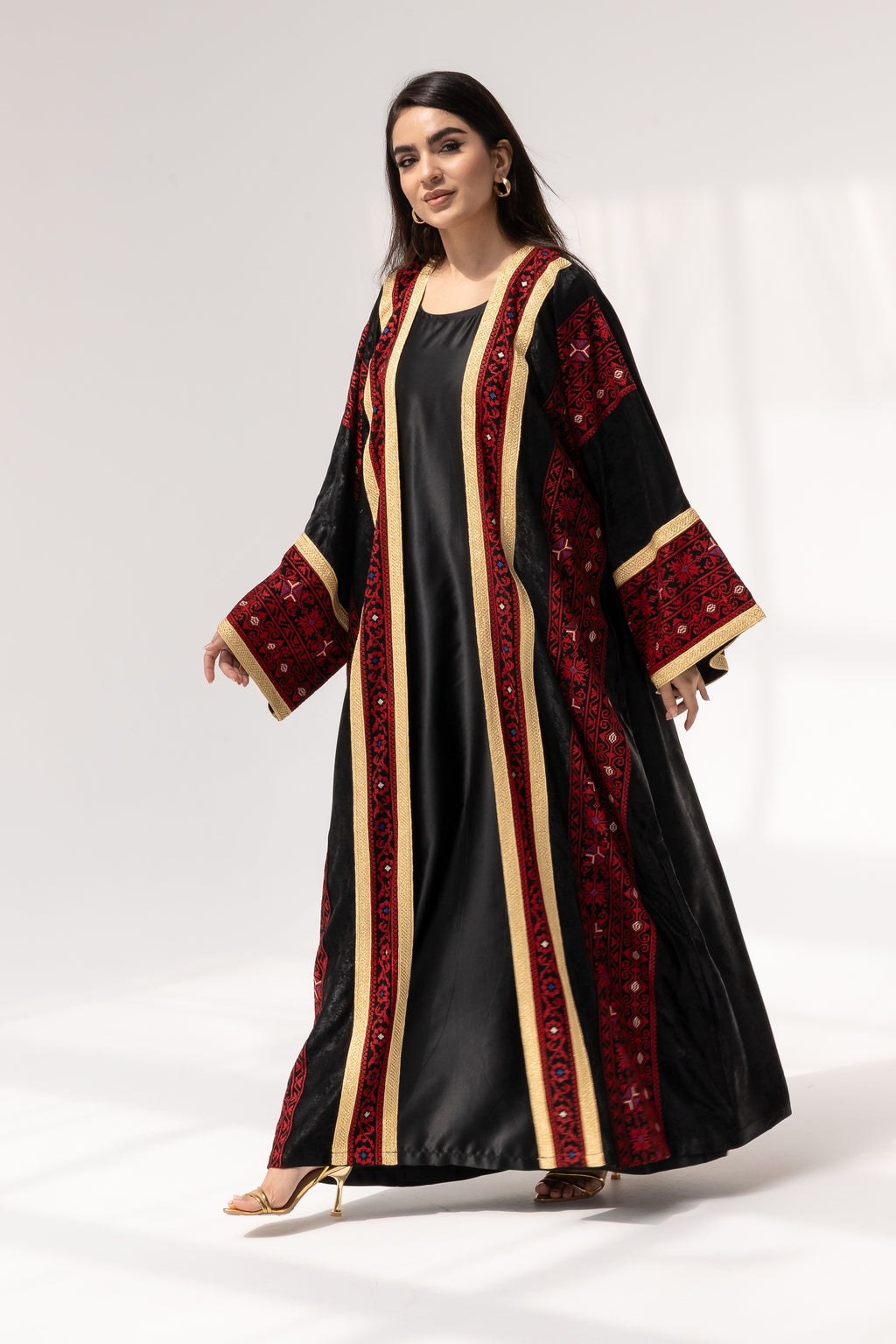 Black Abaya with Red Embroidery