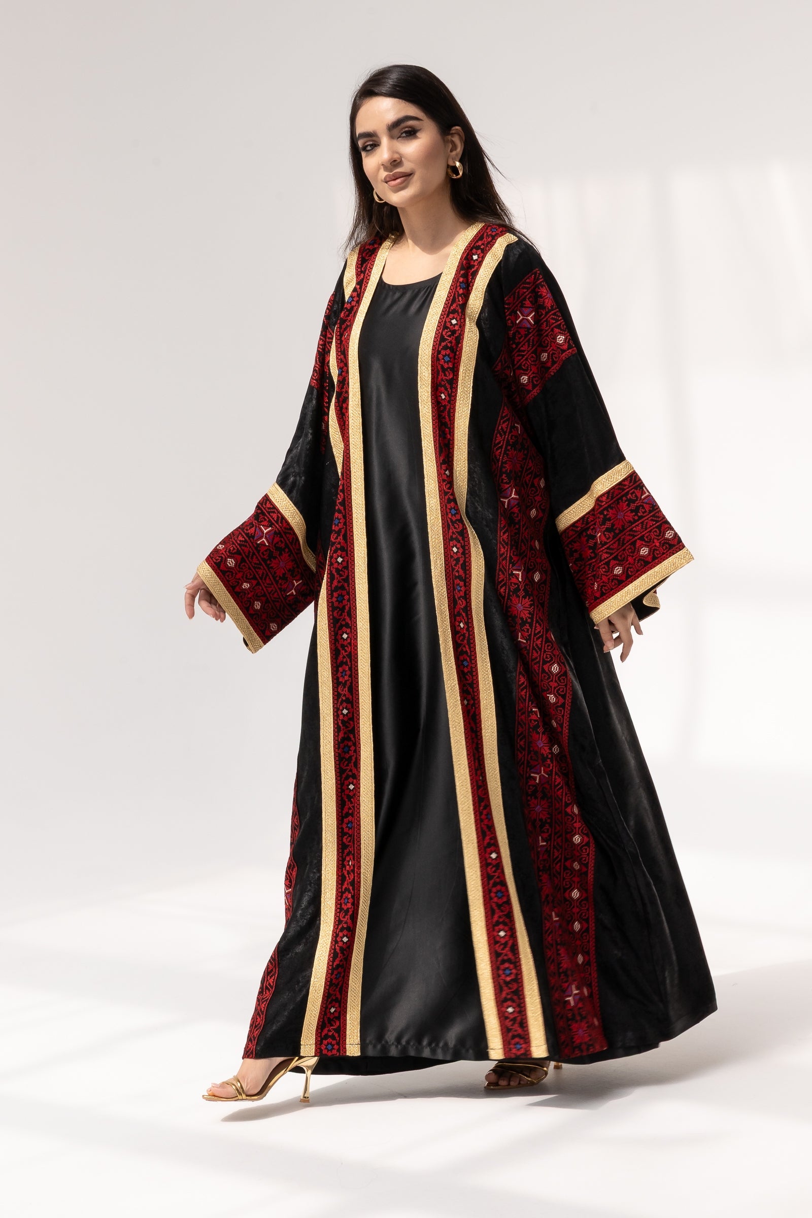 Black Abaya with Red Embroidery
