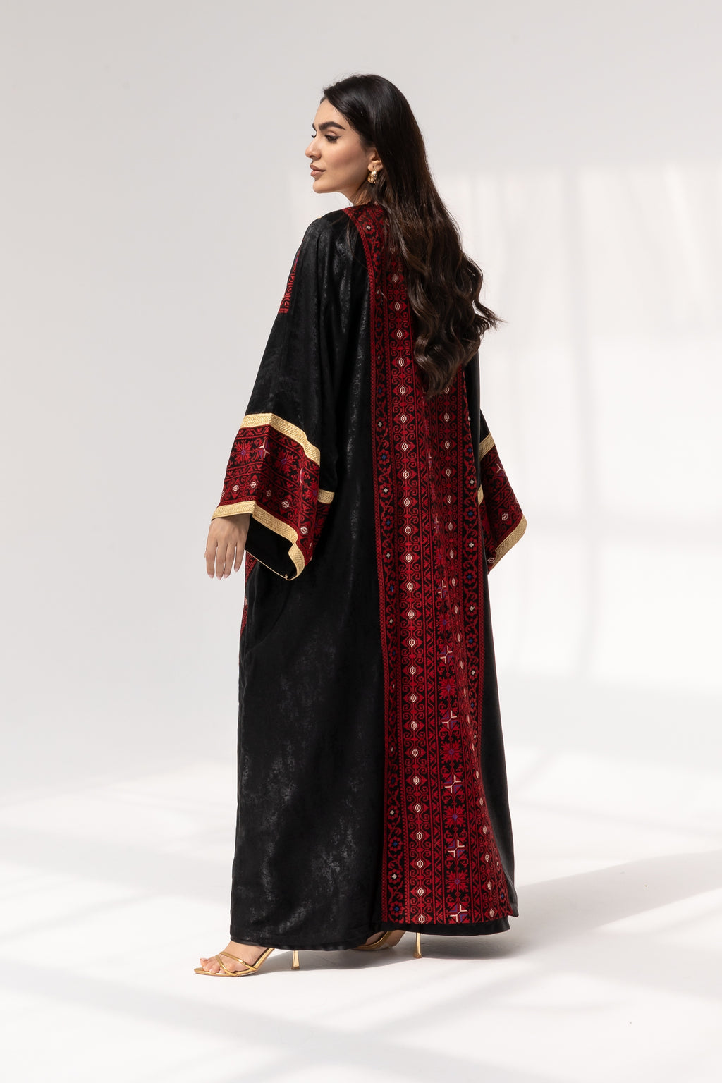 Black Abaya with Red Embroidery