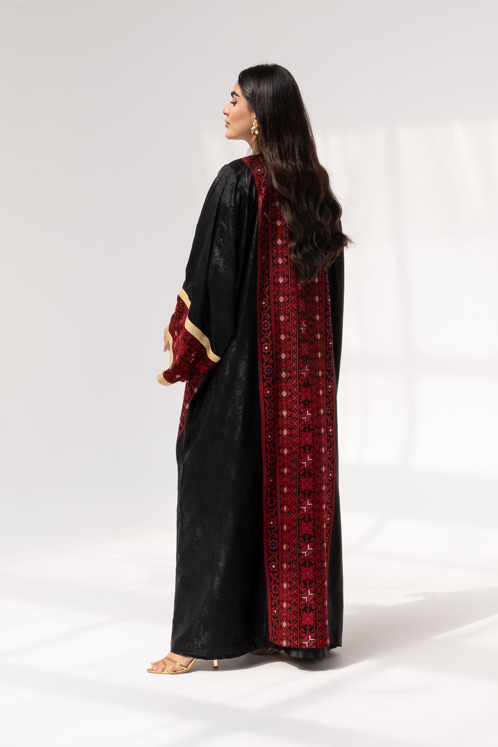 Black Abaya with Red Embroidery