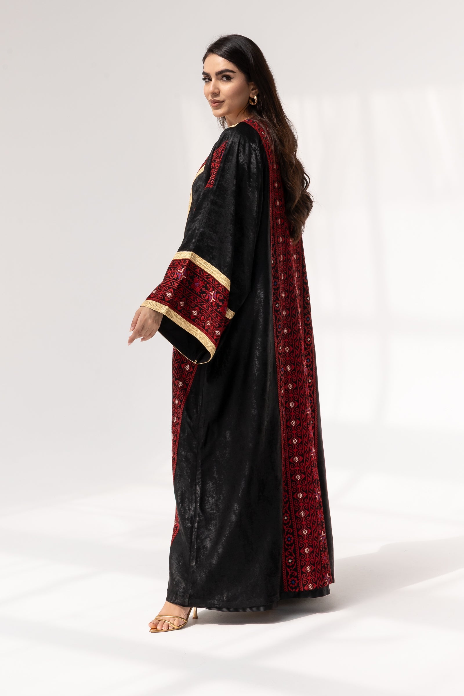 Black Abaya with Red Embroidery
