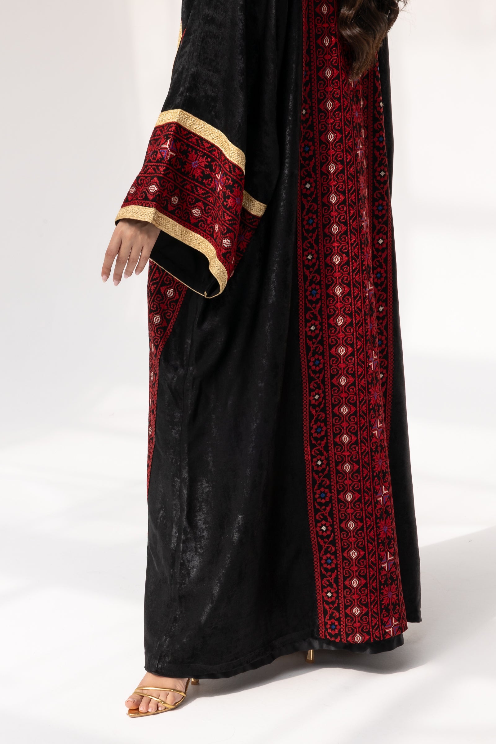 Black Abaya with Red Embroidery