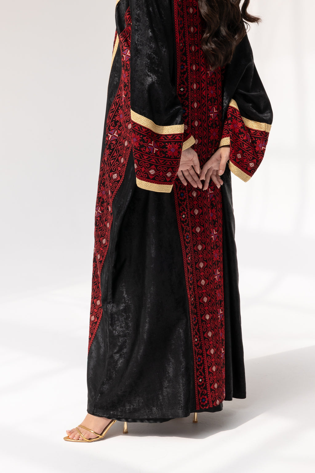 Black Abaya with Red Embroidery