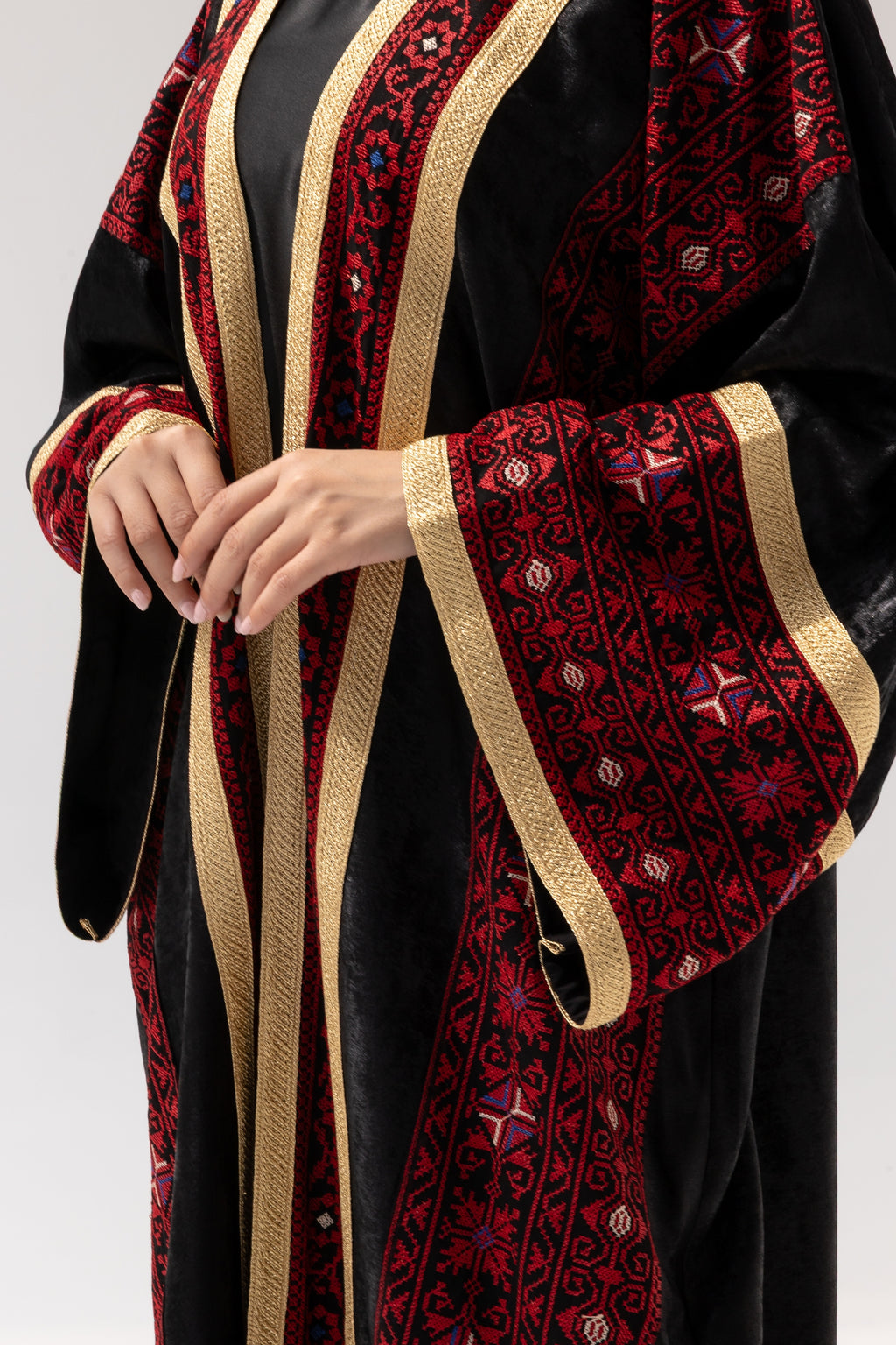 Black Abaya with Red Embroidery