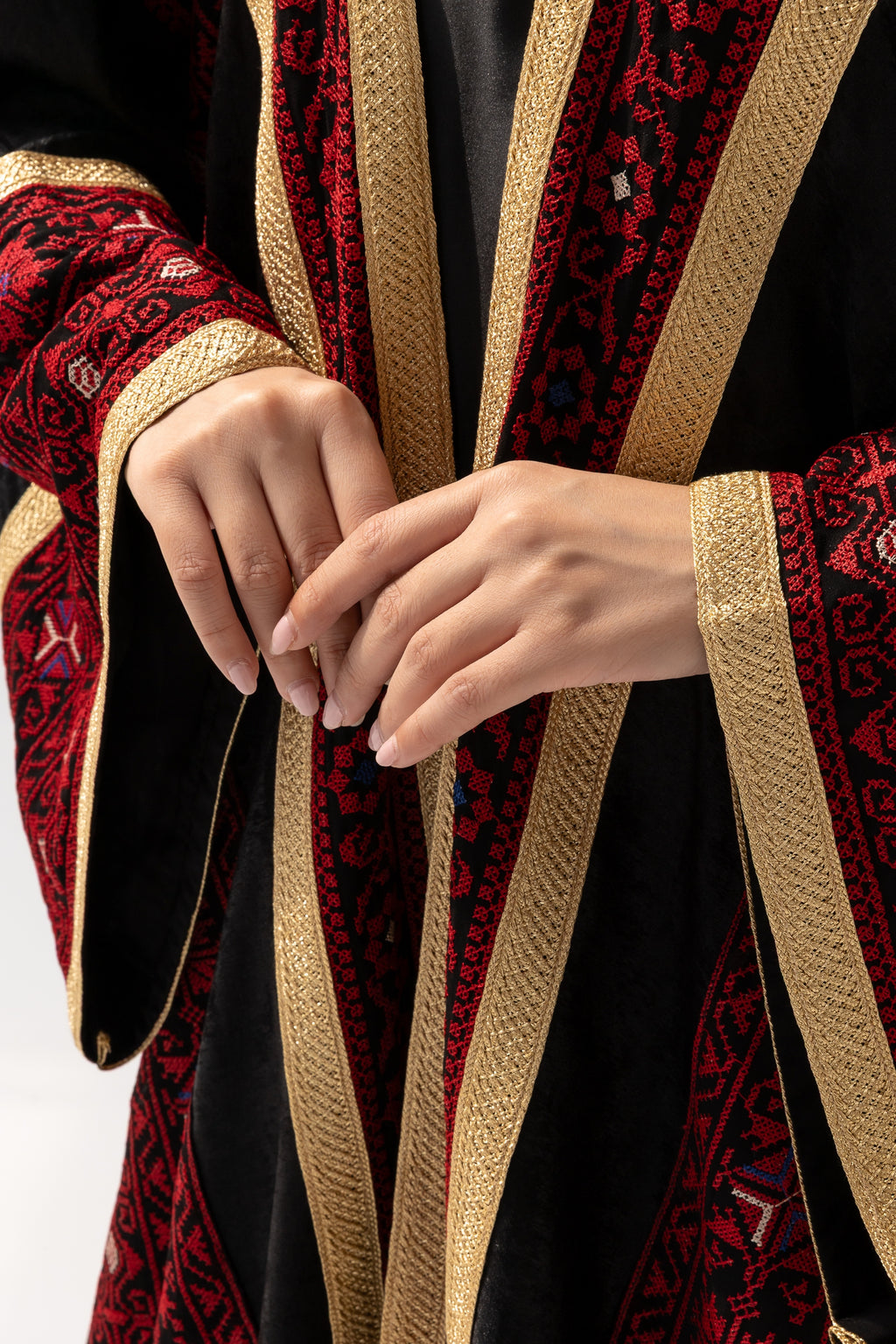 Black Abaya with Red Embroidery