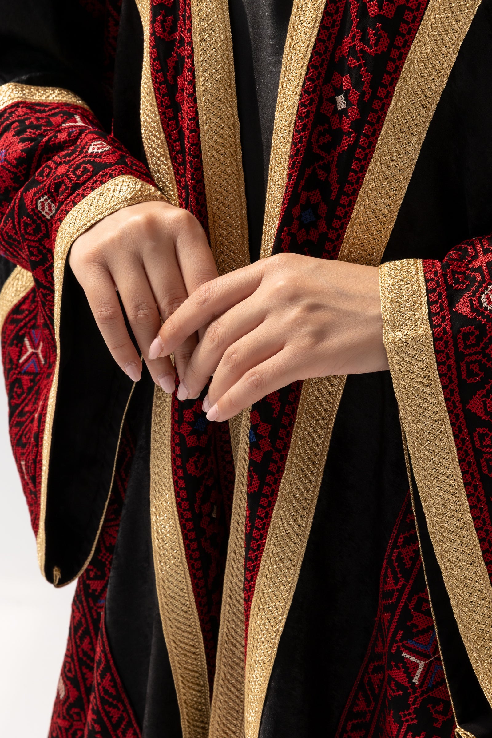Black Abaya with Red Embroidery